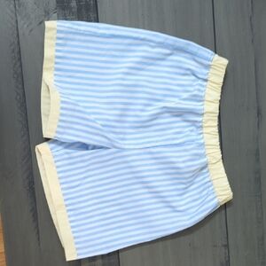 Kids Striped Swim Trunks in Blue and Cream